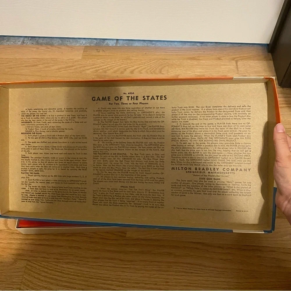 Vintage Game of the States Milton Bradley Educational Learning Board Game 1960